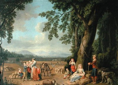 Harvest scene, with Ferdinand I (1503-64), his wife Anne of Bohemia and Hungary, and their children by European School